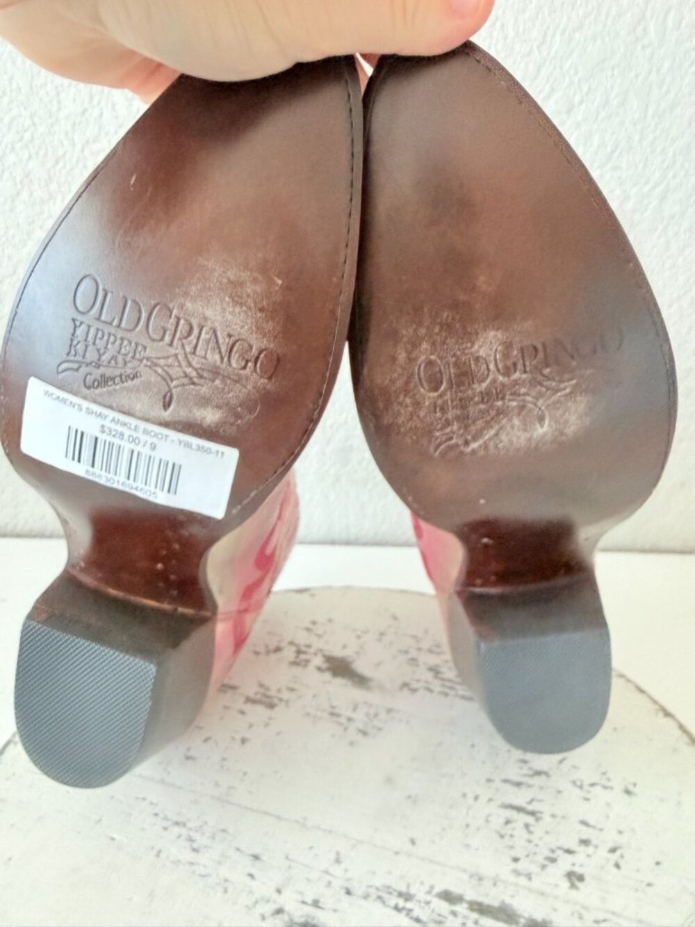 Old Gringo SHAY Pink Cowboy Boots Womens Size 9 Western Gold Leather Short - Picture 8 of 11